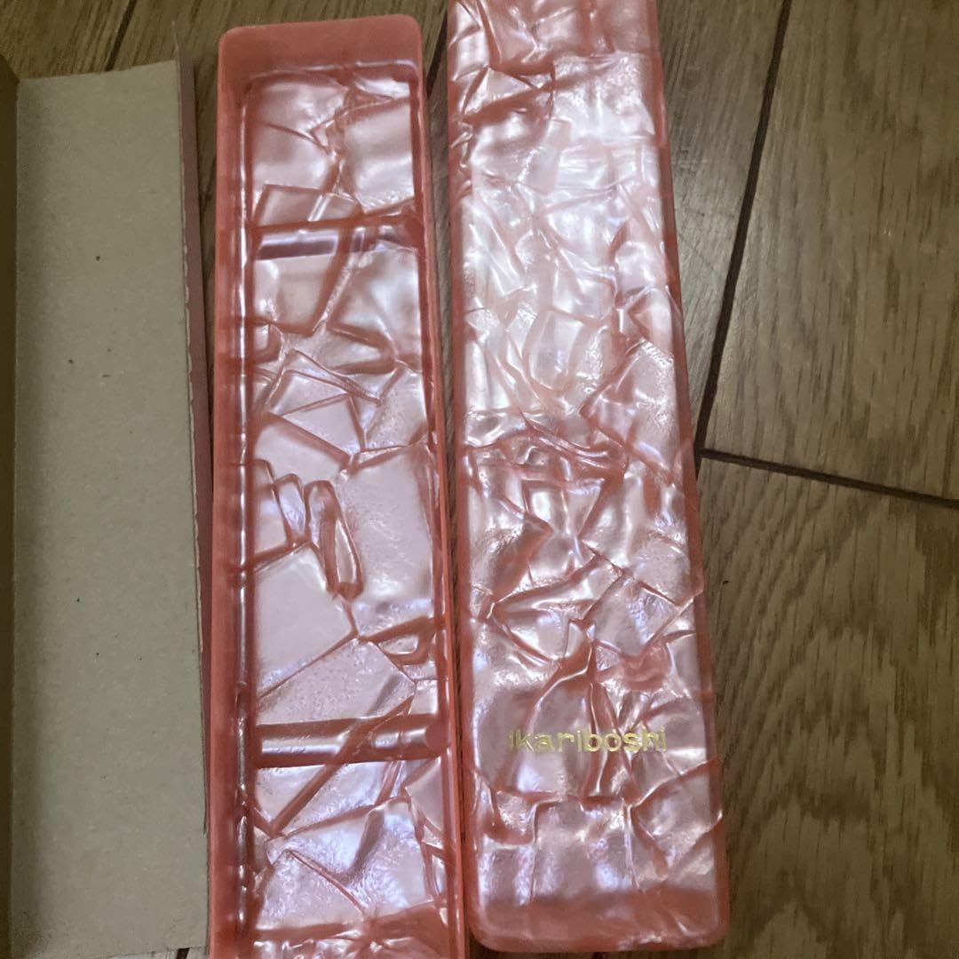 セルロイド ペンシルケース 筆箱 スケルトンピンク 銀紙デザイン 昭和